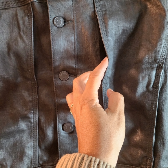 7 Seven for all Mankind Denim Black Wax Coated Jacket - Picture 2 of 13